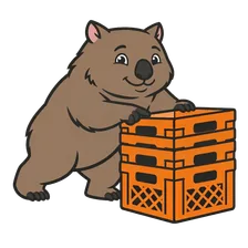 Wal choosing a stack of orange moving crates